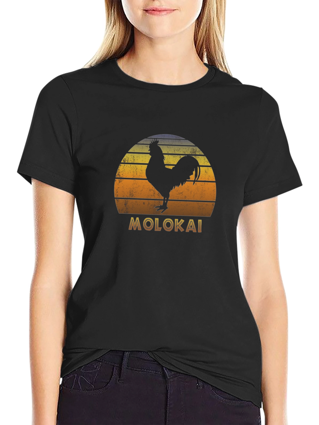 Molokai Rooster Sunset Graphic T-Shirt