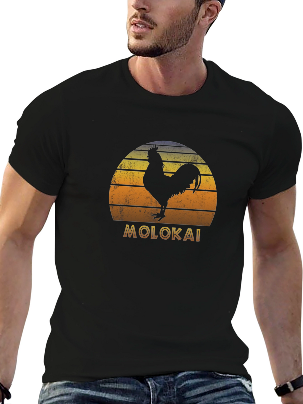 Molokai Rooster Sunset Graphic T-Shirt