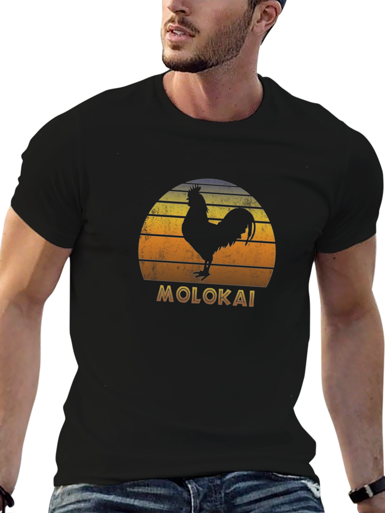 Molokai Rooster Sunset Graphic T-Shirt