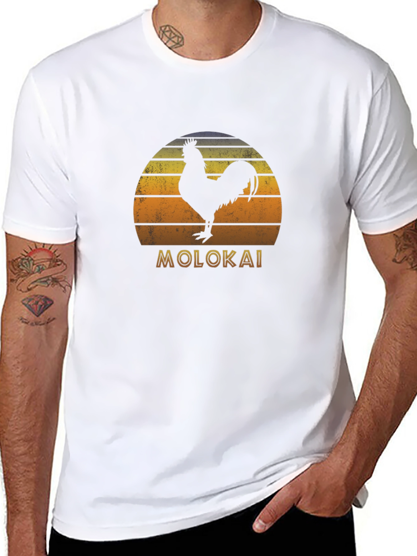 Molokai Rooster Sunset Graphic T-Shirt
