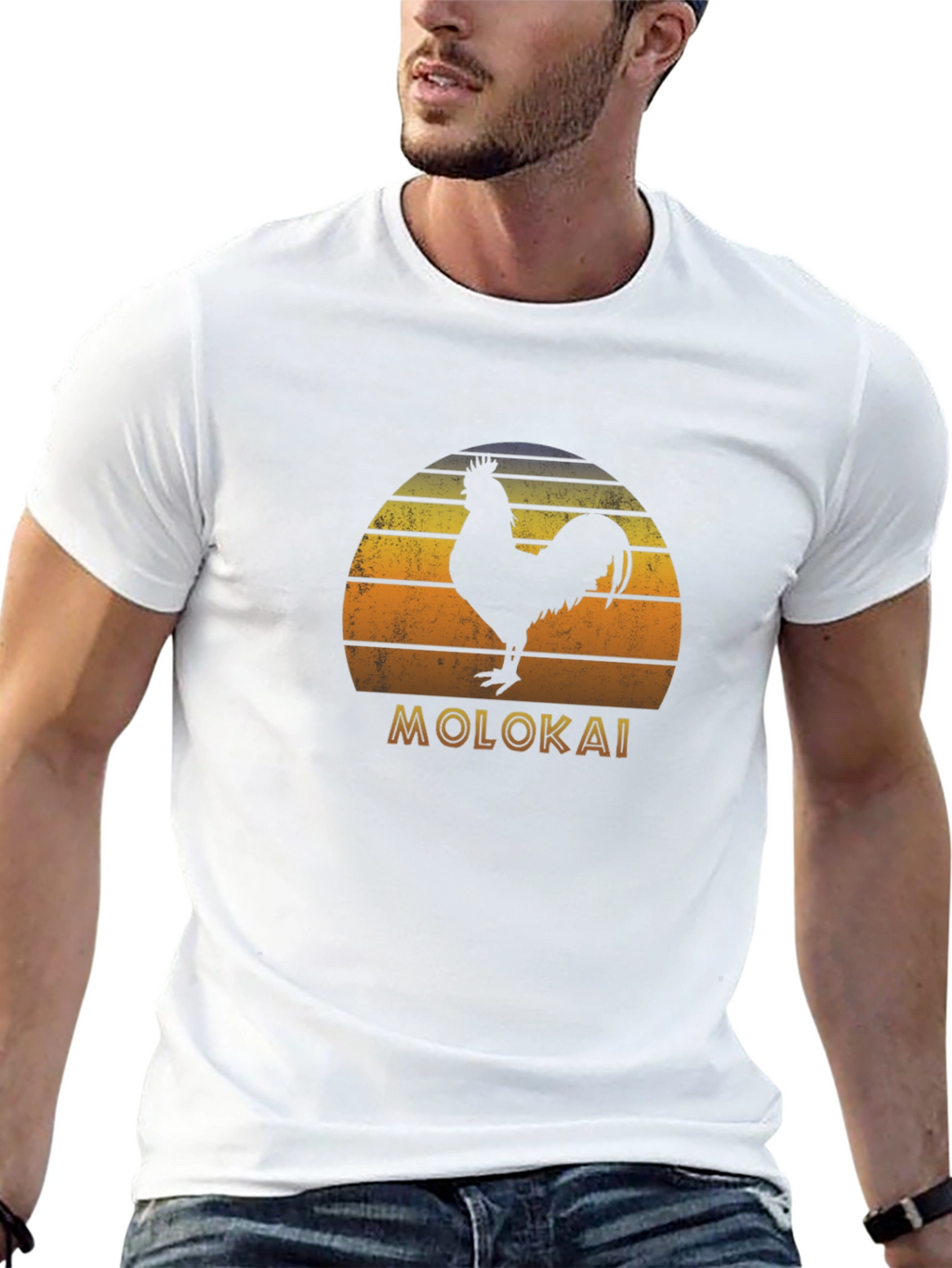 Molokai Rooster Sunset Graphic T-Shirt
