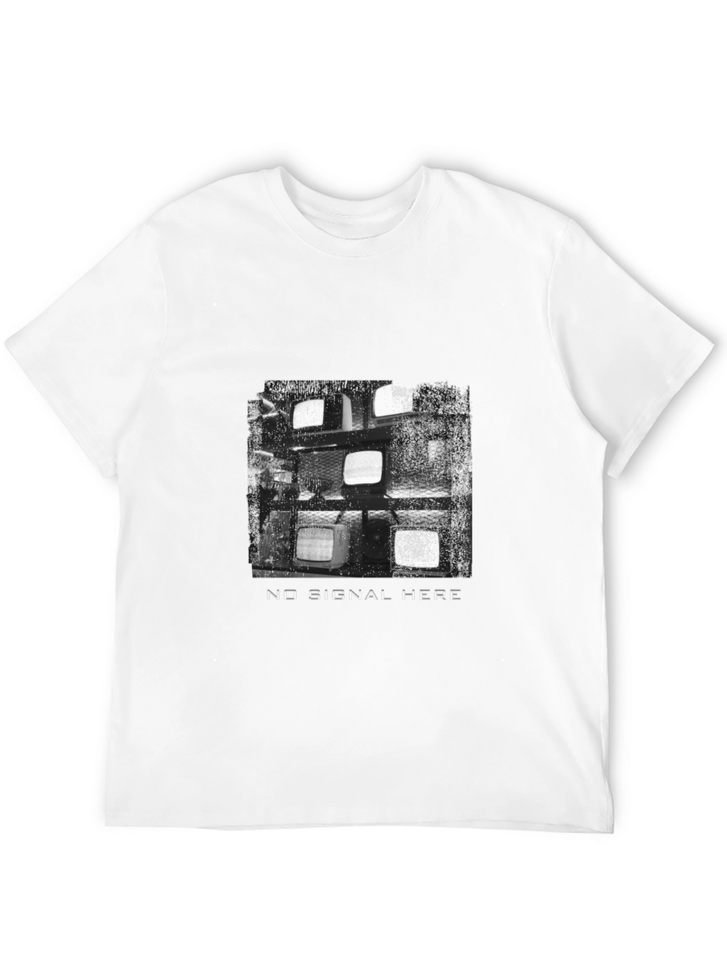 Retro TV Static Black T-Shirt - No Signal Here