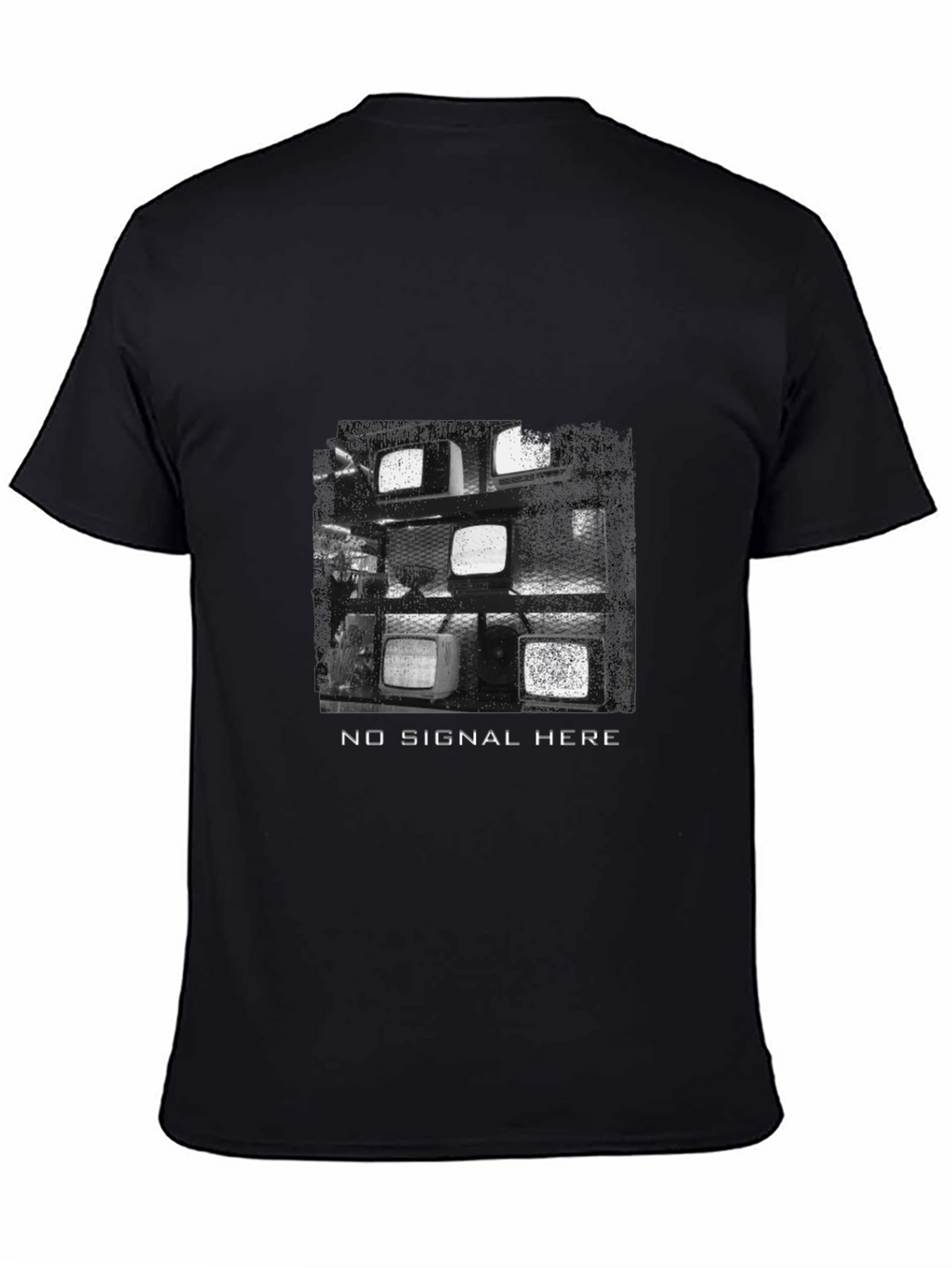 Retro TV Static Black T-Shirt - No Signal Here