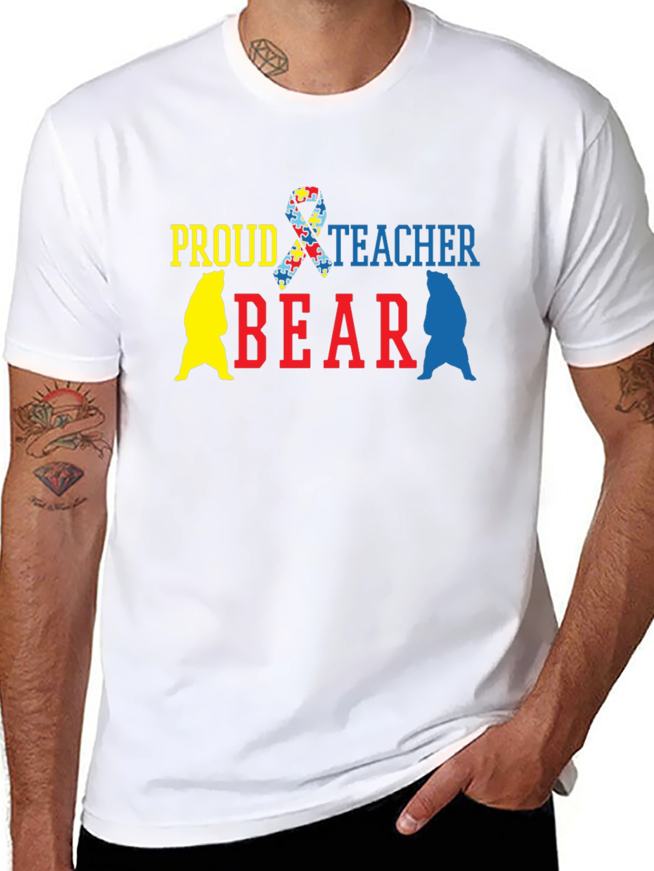 Proud Teacher Bear Autism Awareness T-Shirt