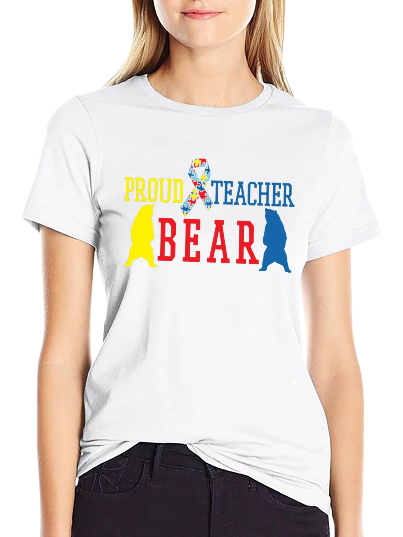 Proud Teacher Bear Autism Awareness T-Shirt