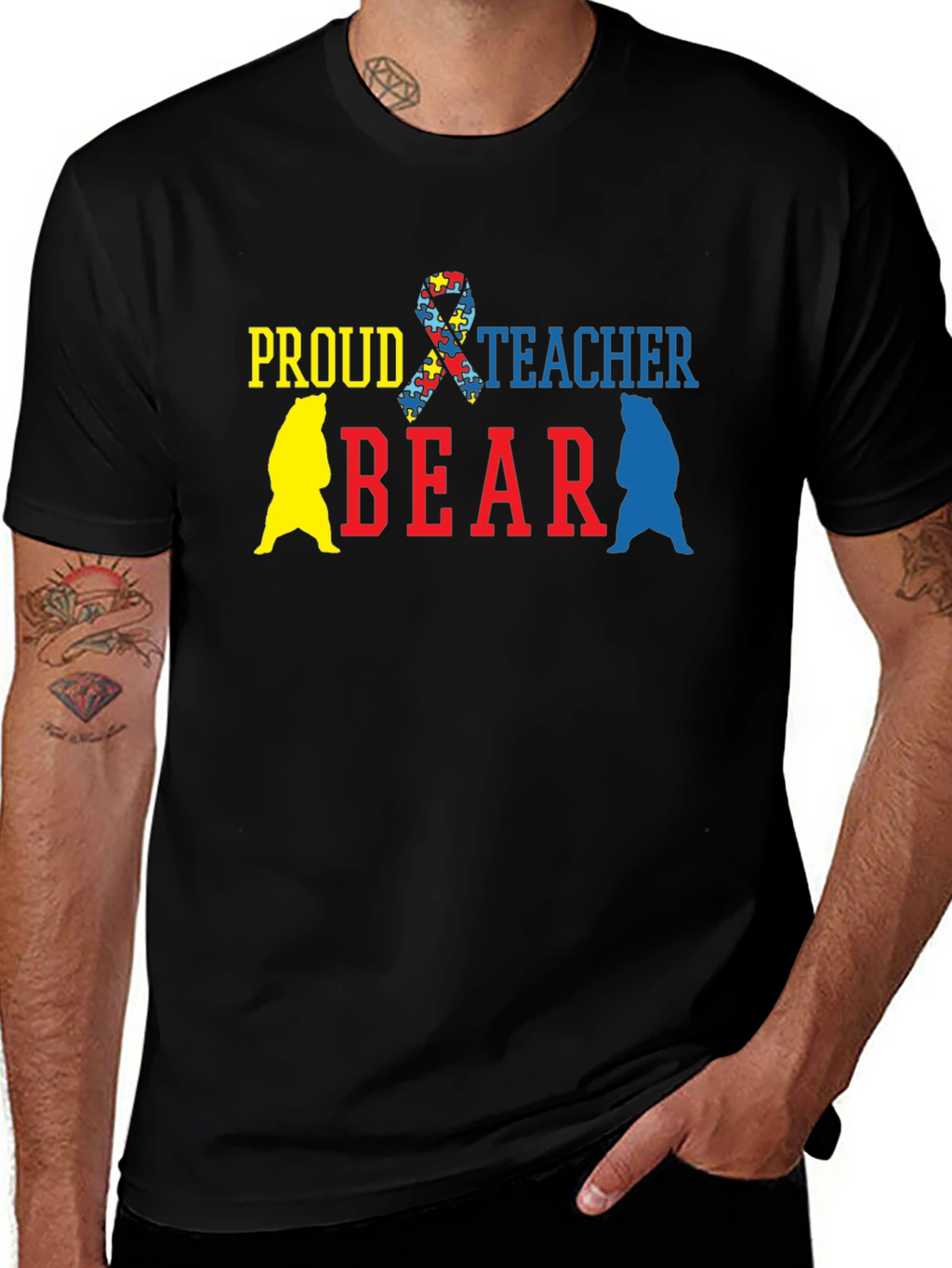 Proud Teacher Bear Autism Awareness T-Shirt
