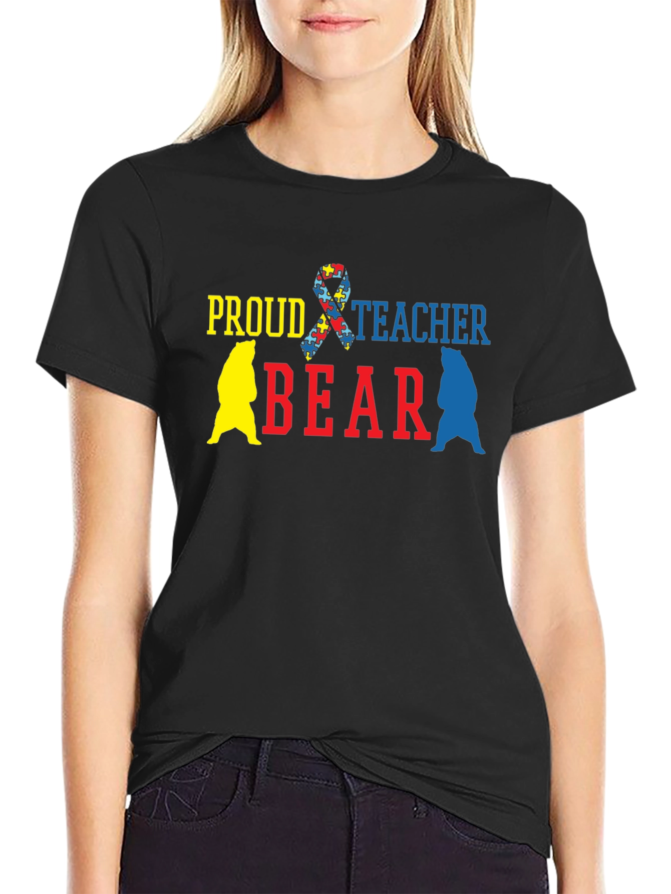 Proud Teacher Bear Autism Awareness T-Shirt
