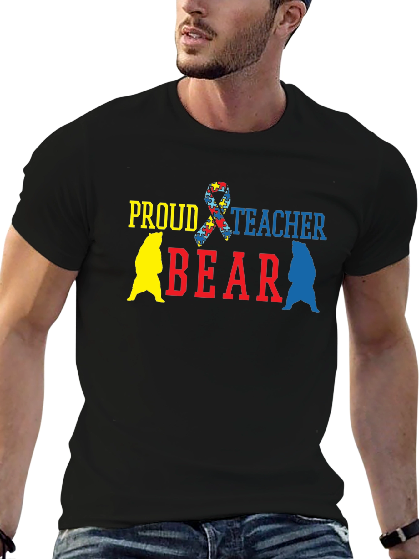 Proud Teacher Bear Autism Awareness T-Shirt