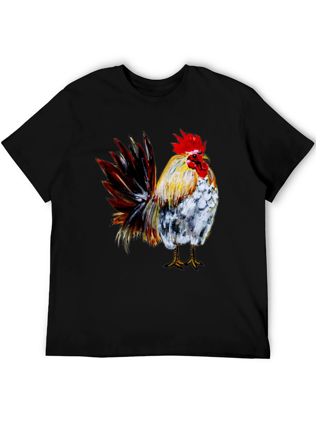 Rooster Graphic Print Black T-Shirt