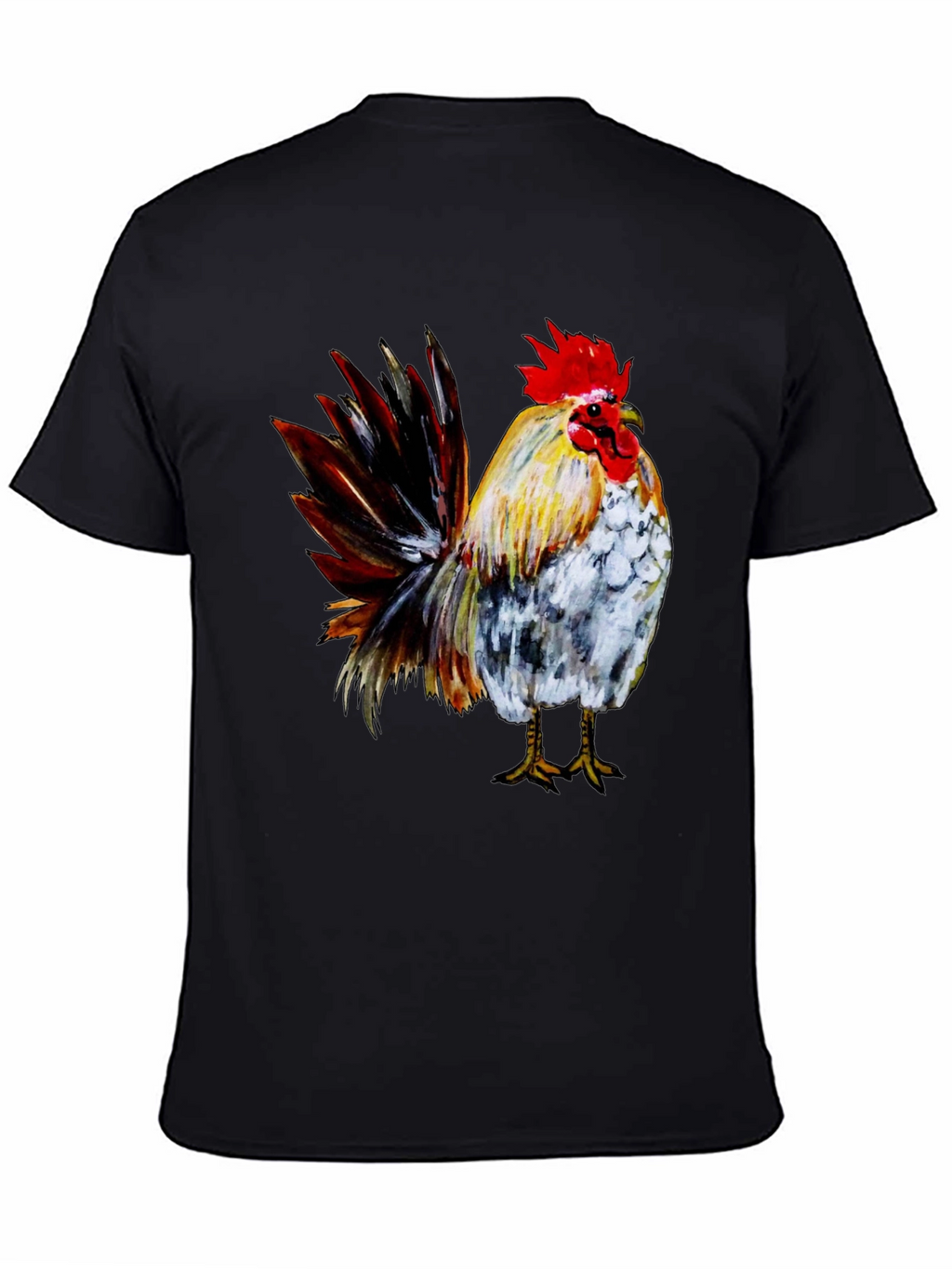 Rooster Graphic Print Black T-Shirt