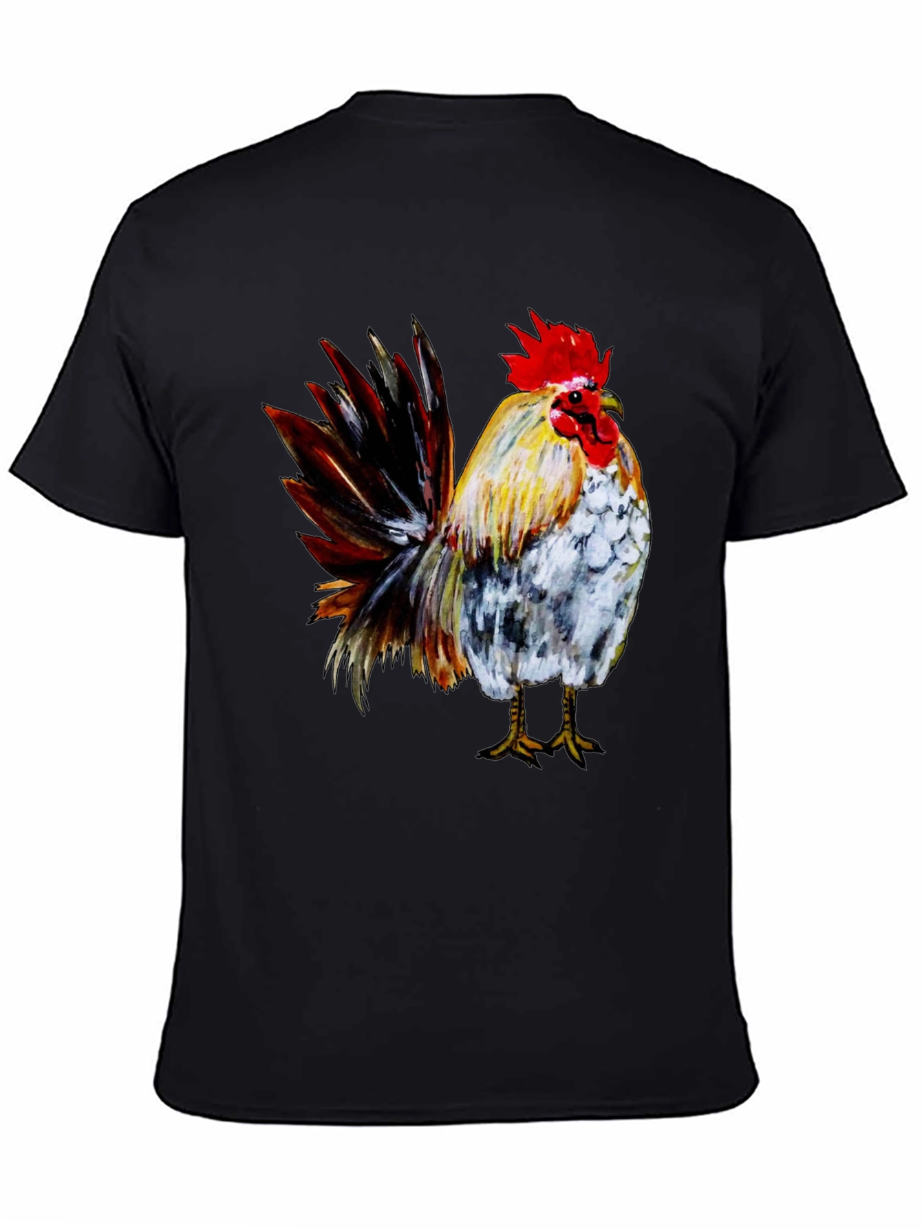 Rooster Graphic Print Black T-Shirt