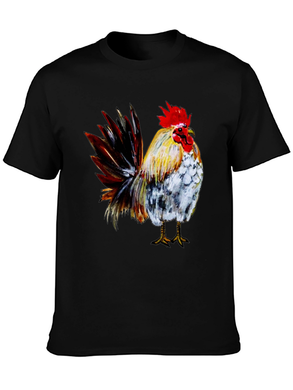 Rooster Graphic Print Black T-Shirt