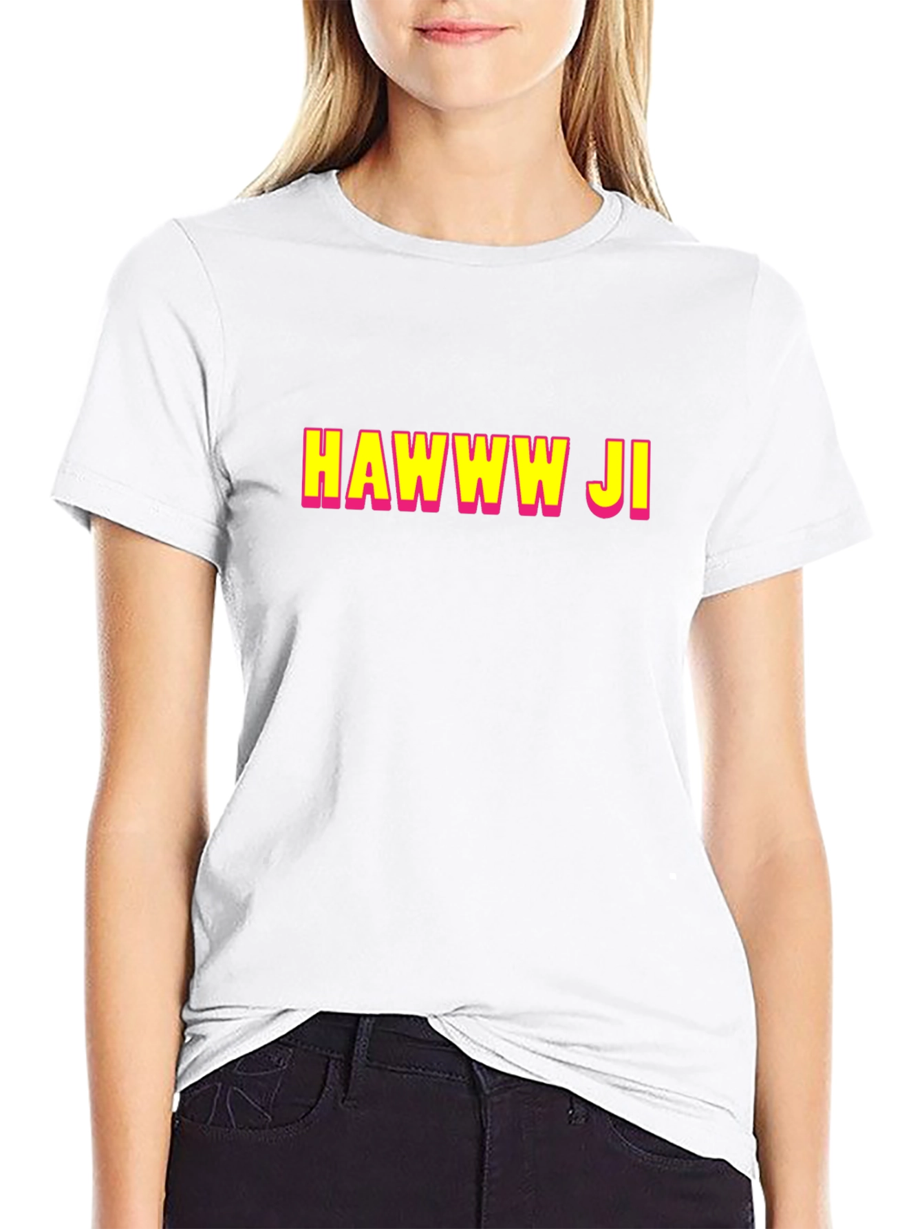 HAWWW JI T-Shirt - Bold Text Graphic Tee