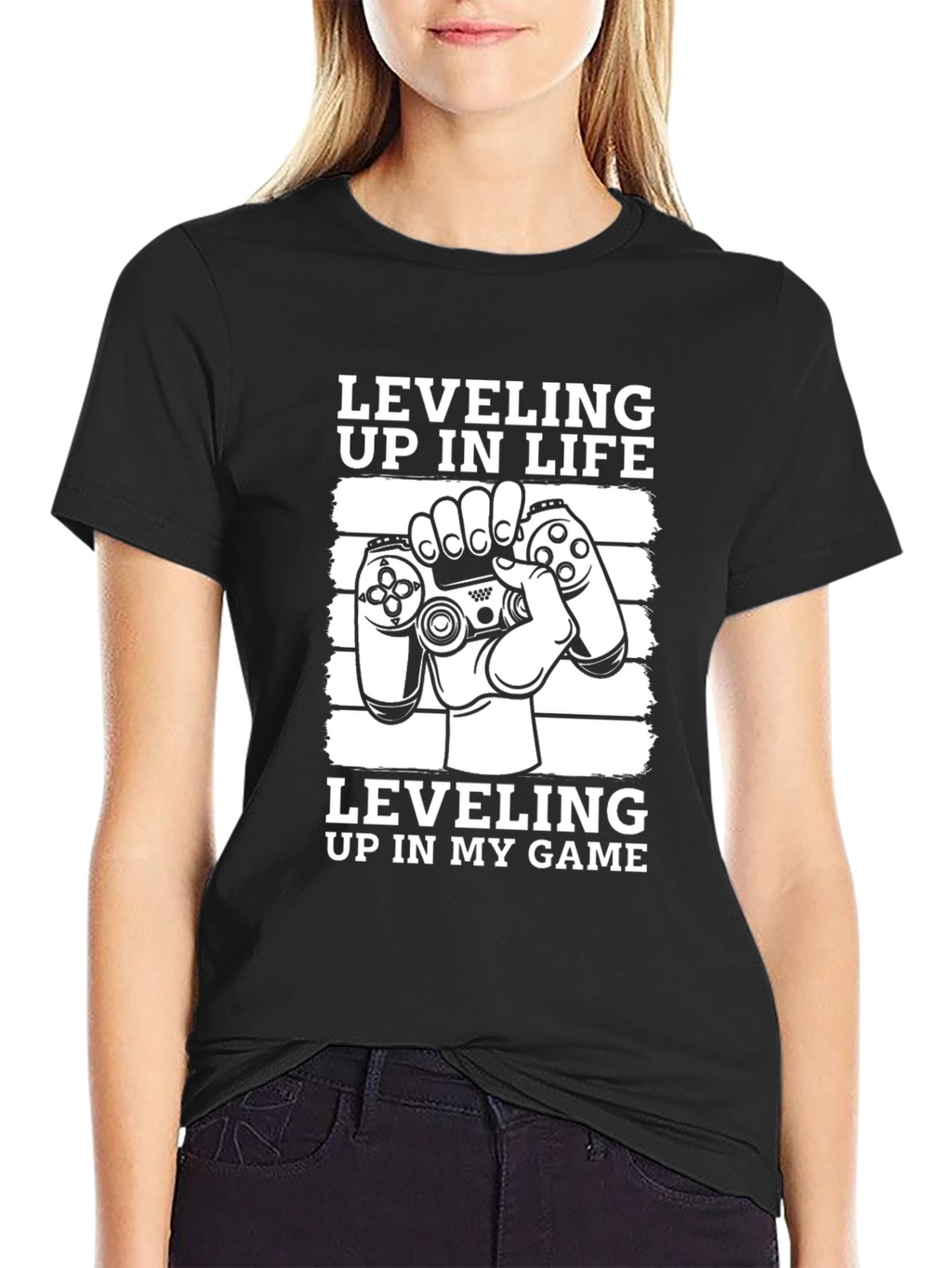 Leveling Up Gamer T-Shirt - Black Cotton Blend