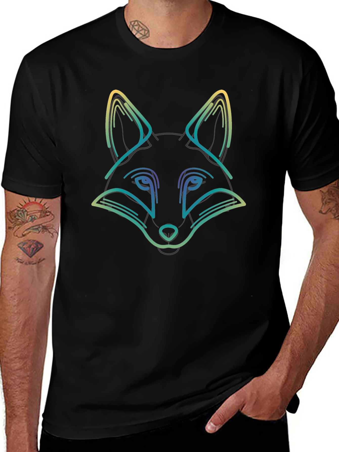 Fox Graphic Tee - Black Casual T-Shirt