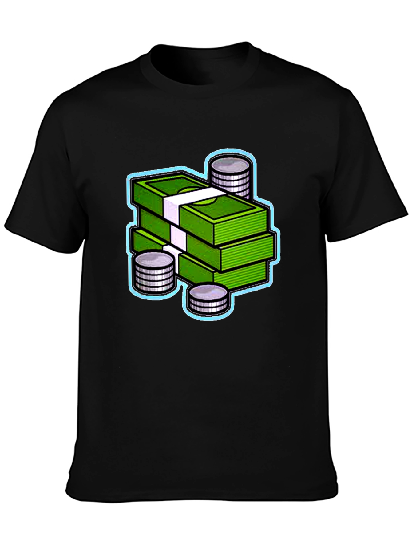 Money Stack Graphic Tee - Black Cotton T-Shirt