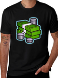 Money Stack Graphic Tee - Black Cotton T-Shirt
