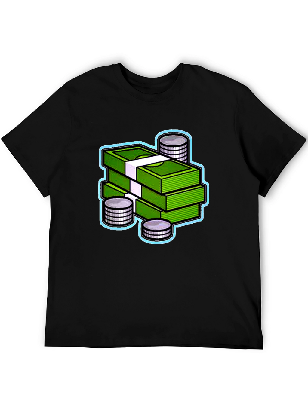 Money Stack Graphic Tee - Black Cotton T-Shirt