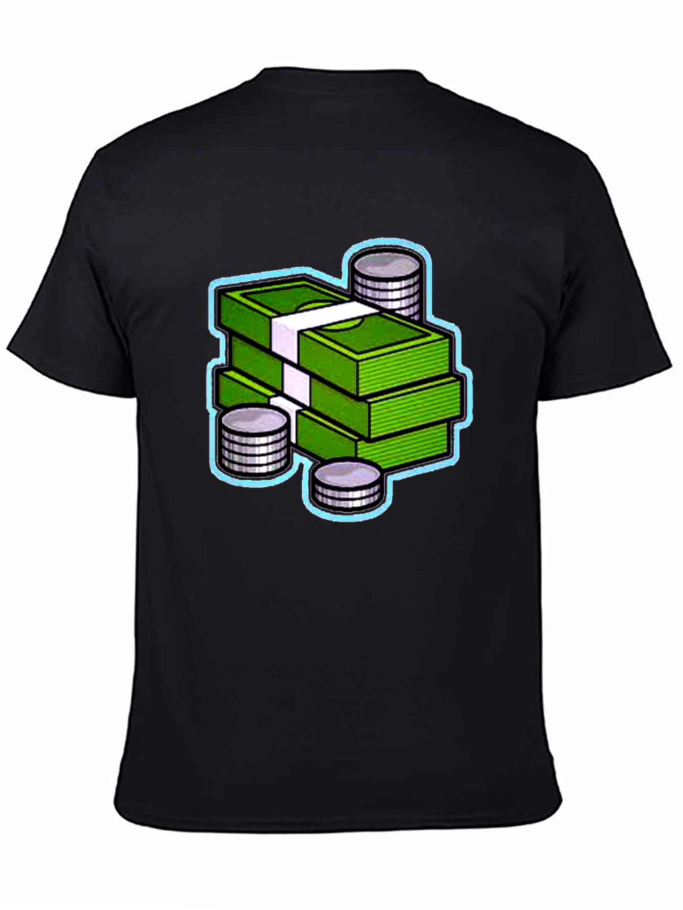 Money Stack Graphic Tee - Black Cotton T-Shirt