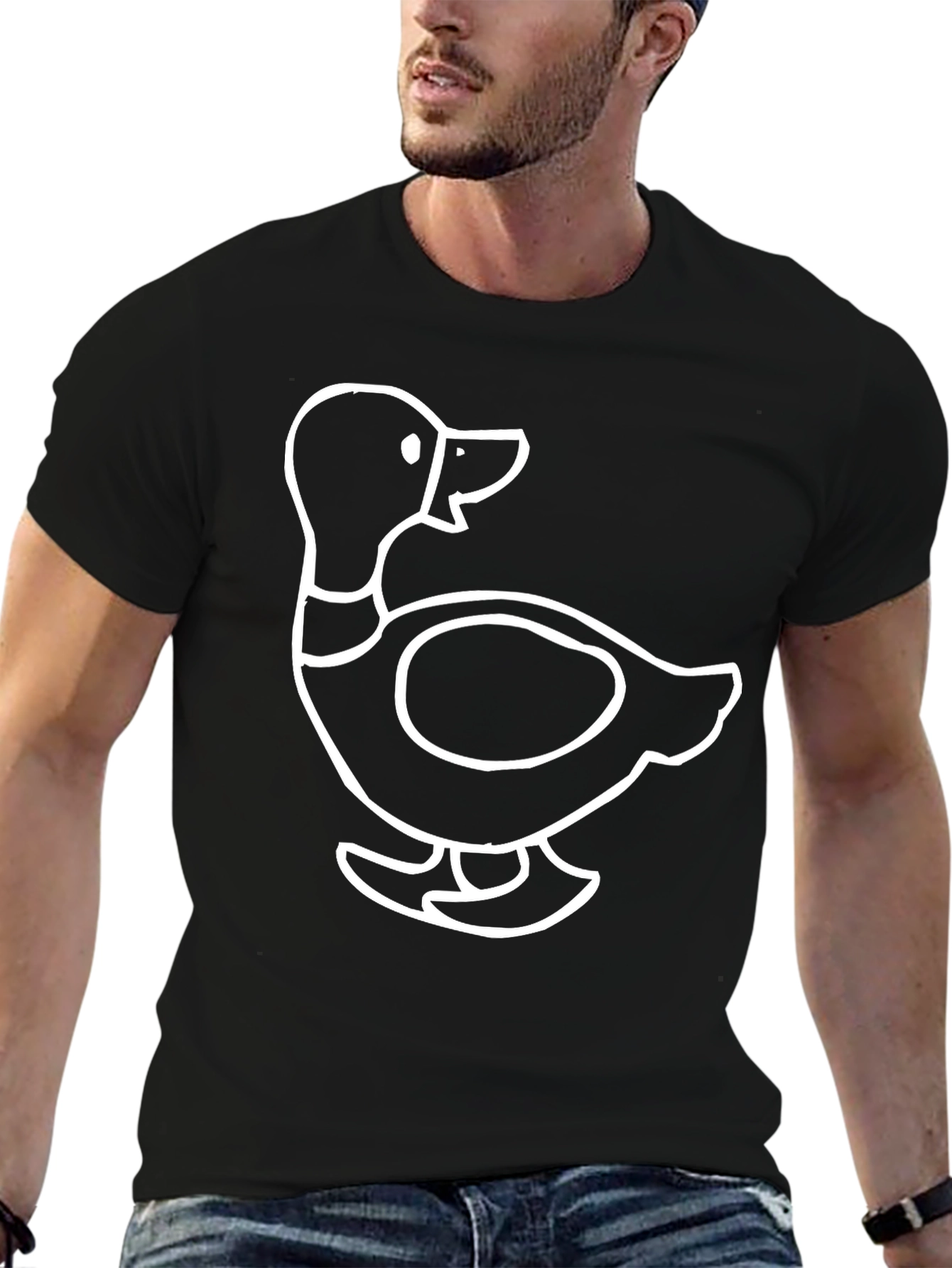 Duck Outline Graphic Black T-Shirt