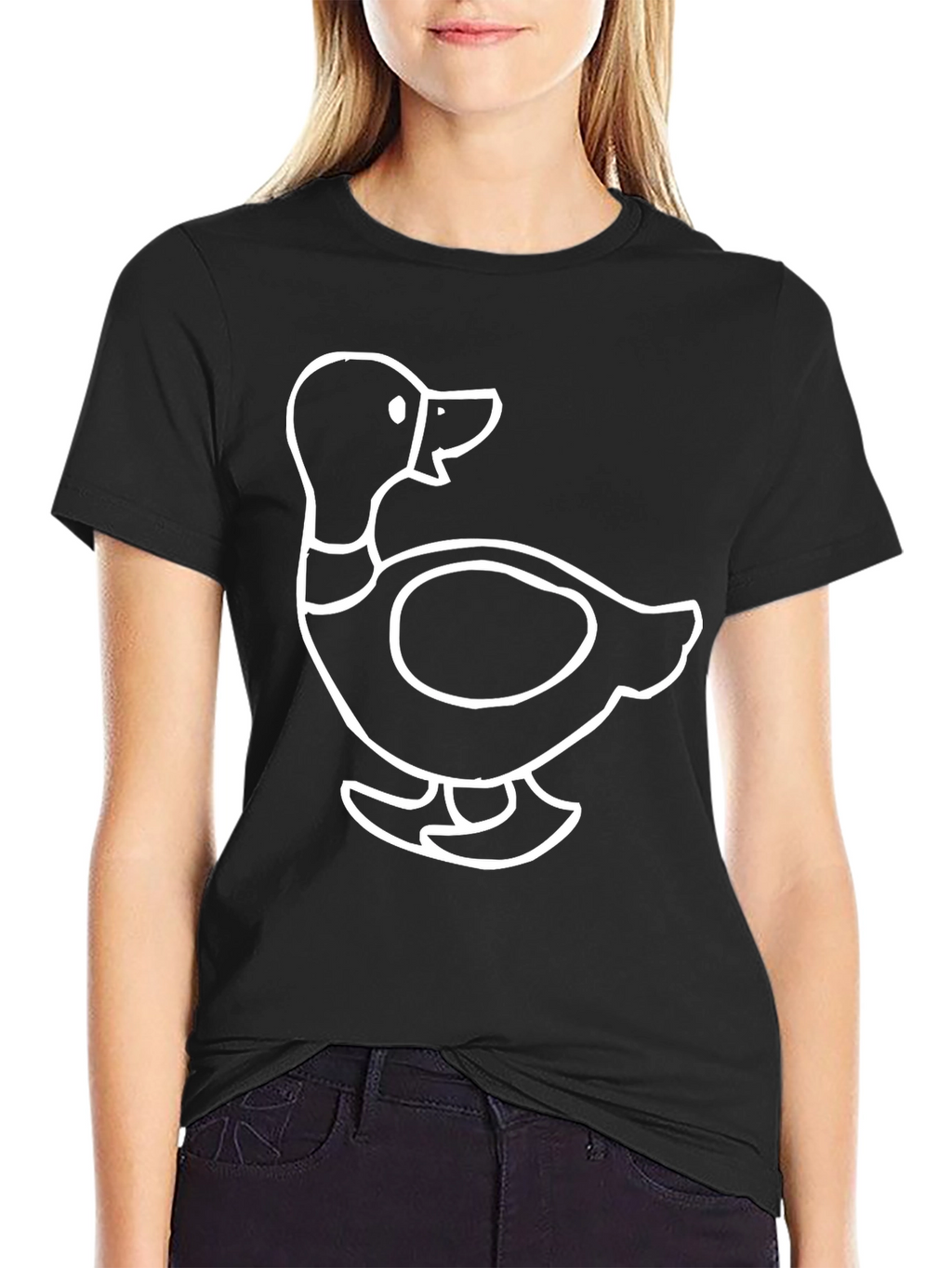 Duck Outline Graphic Black T-Shirt