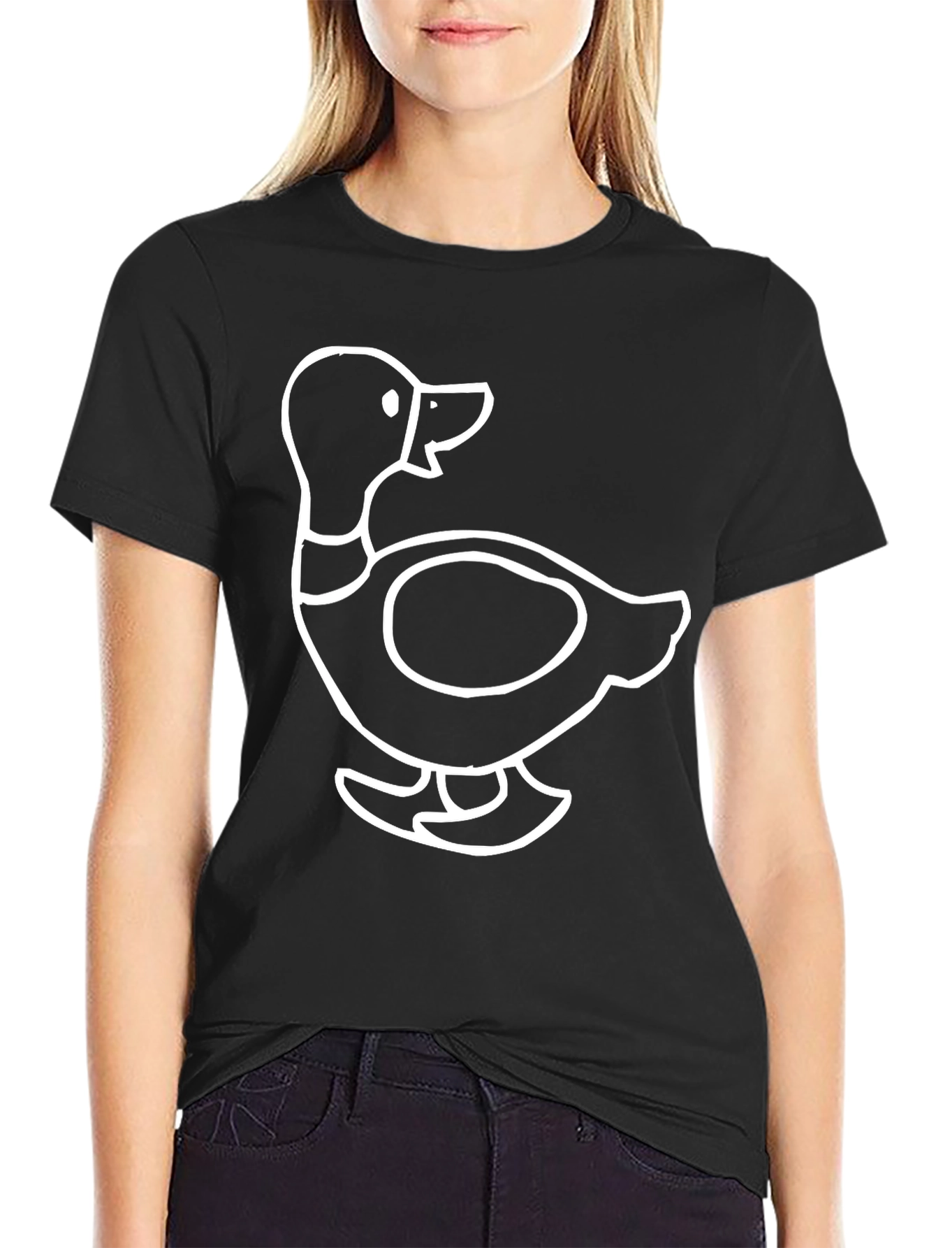 Duck Outline Graphic Black T-Shirt