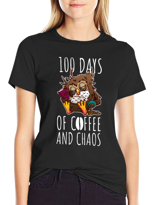 100 Days Coffee Chaos Owl T-Shirt