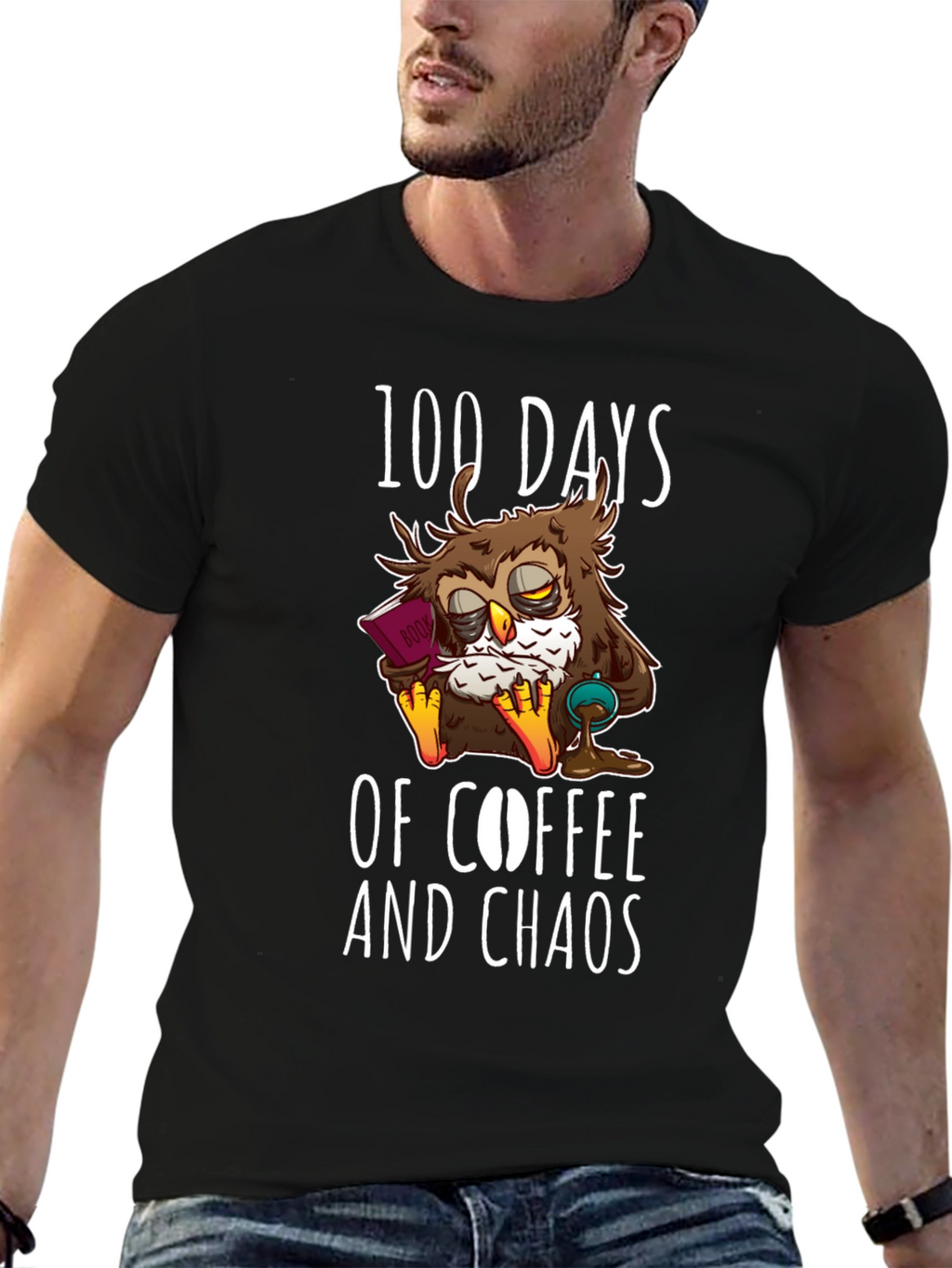 100 Days Coffee Chaos Owl T-Shirt