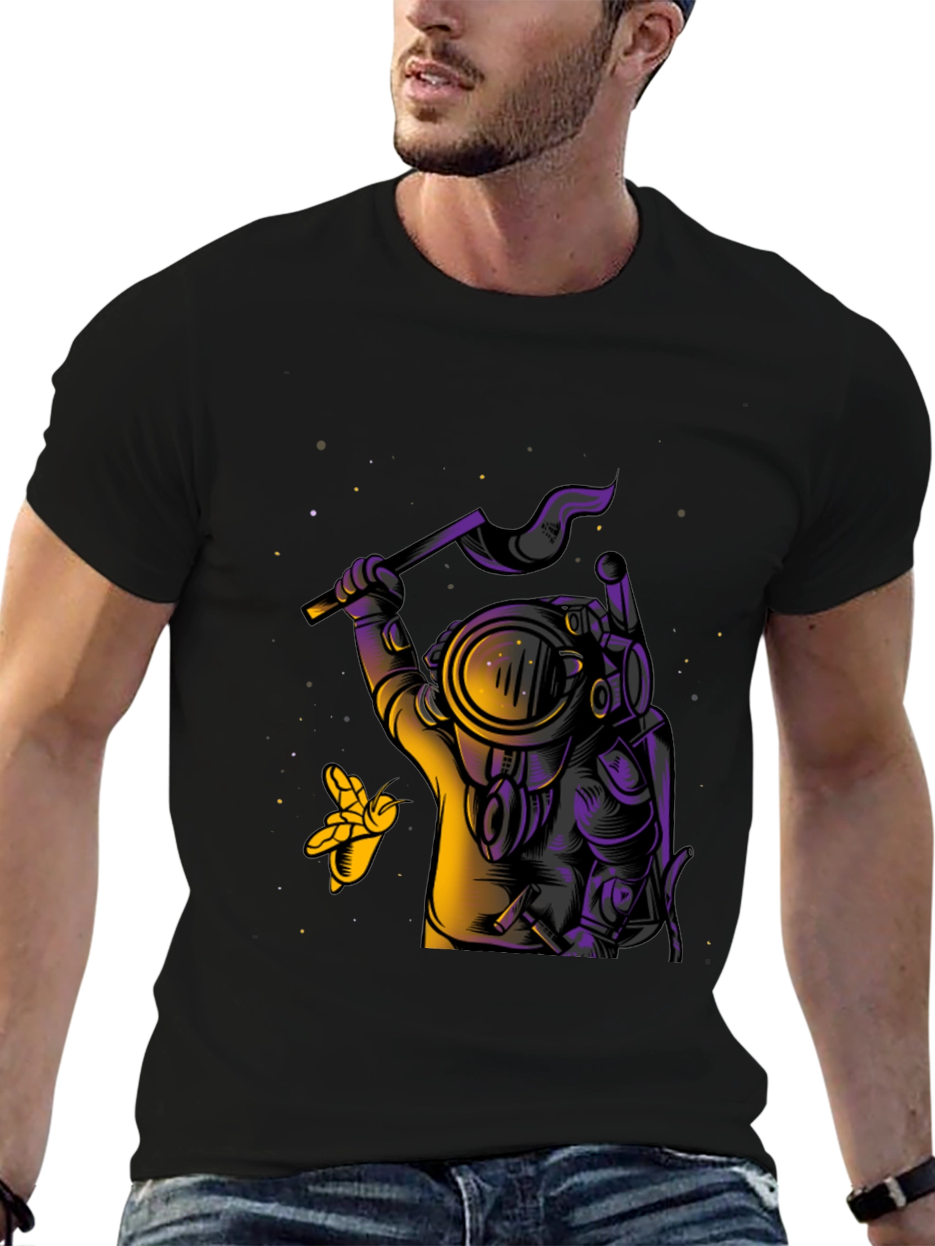 Astronaut Axe Black Graphic Tee