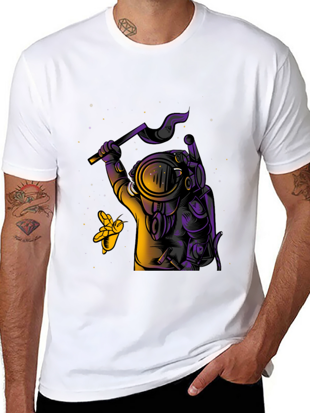 Astronaut Axe Black Graphic Tee