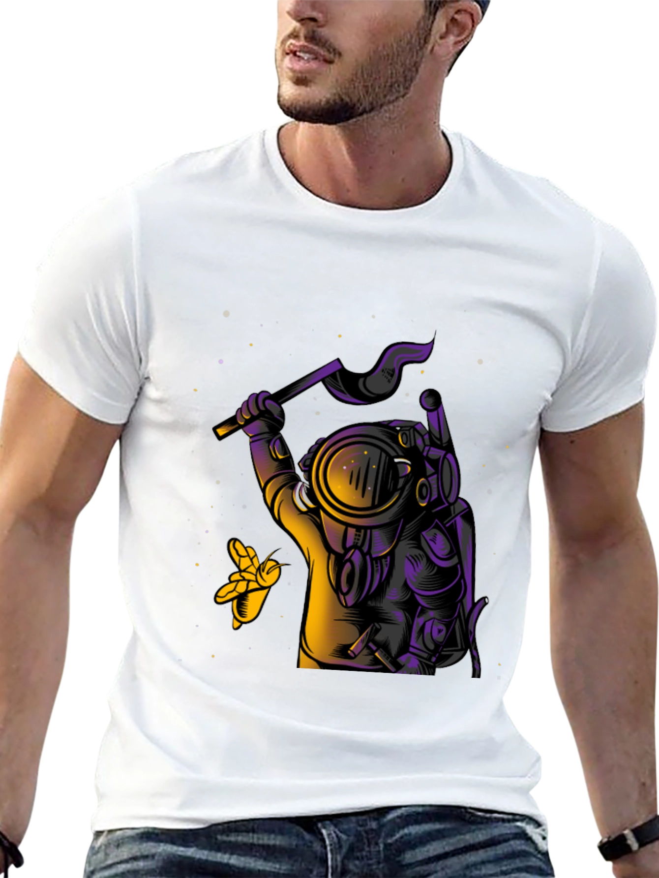 Astronaut Axe Black Graphic Tee