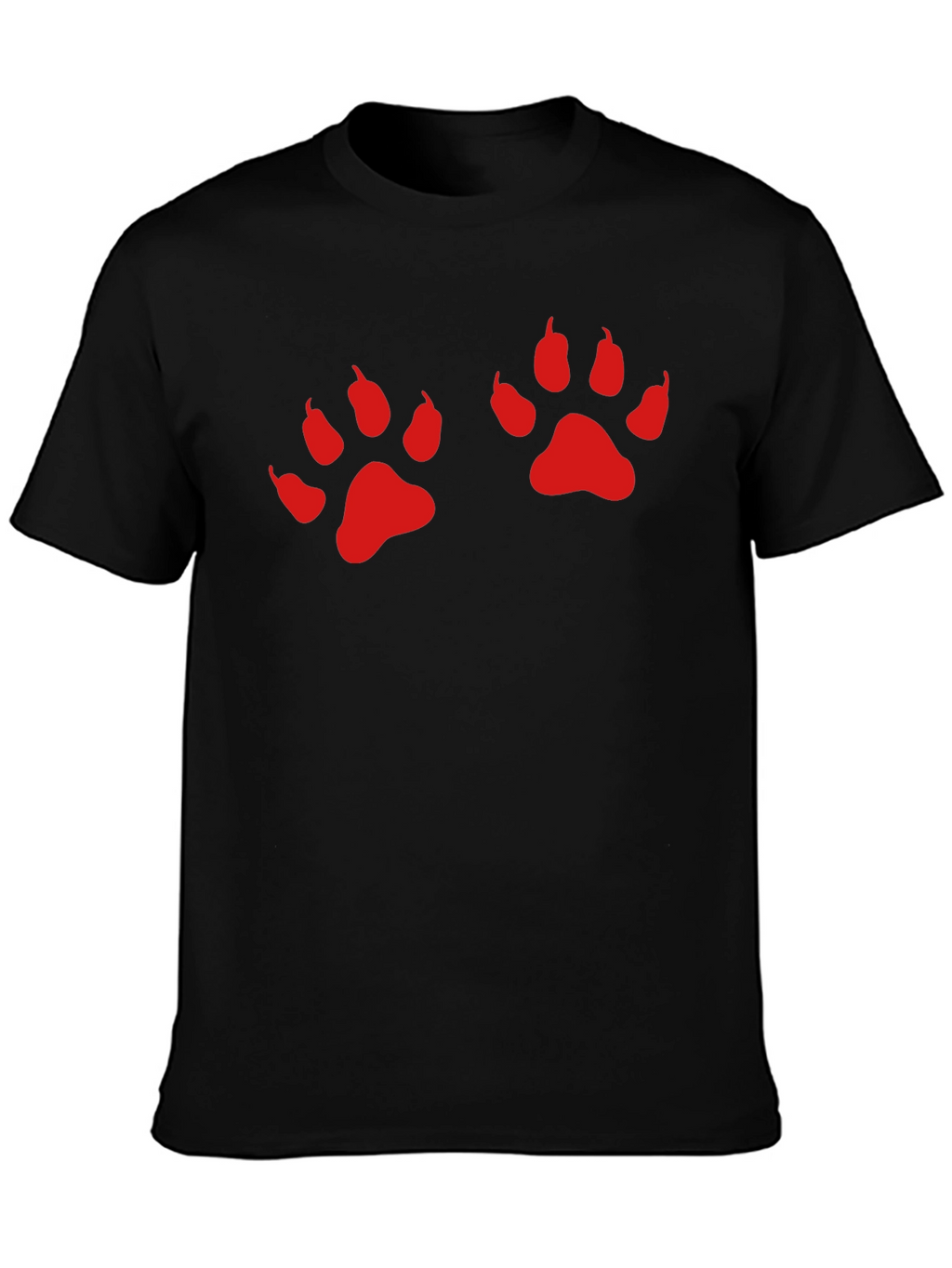 Black Tee with Red Paw Prints