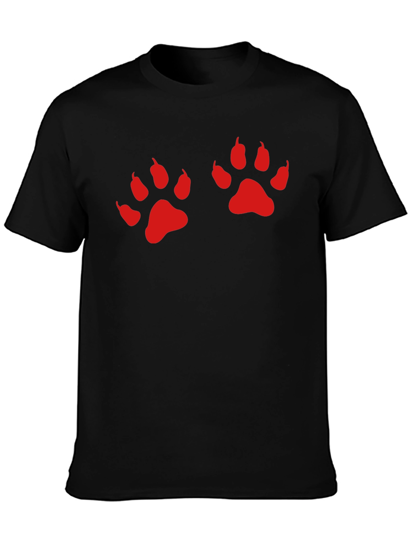 Black Tee with Red Paw Prints