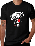 Black T-Shirt with Cute Heart Character