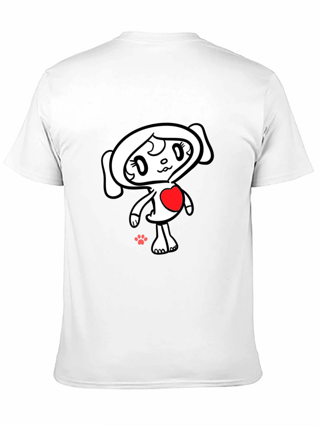 Black T-Shirt with Cute Heart Character
