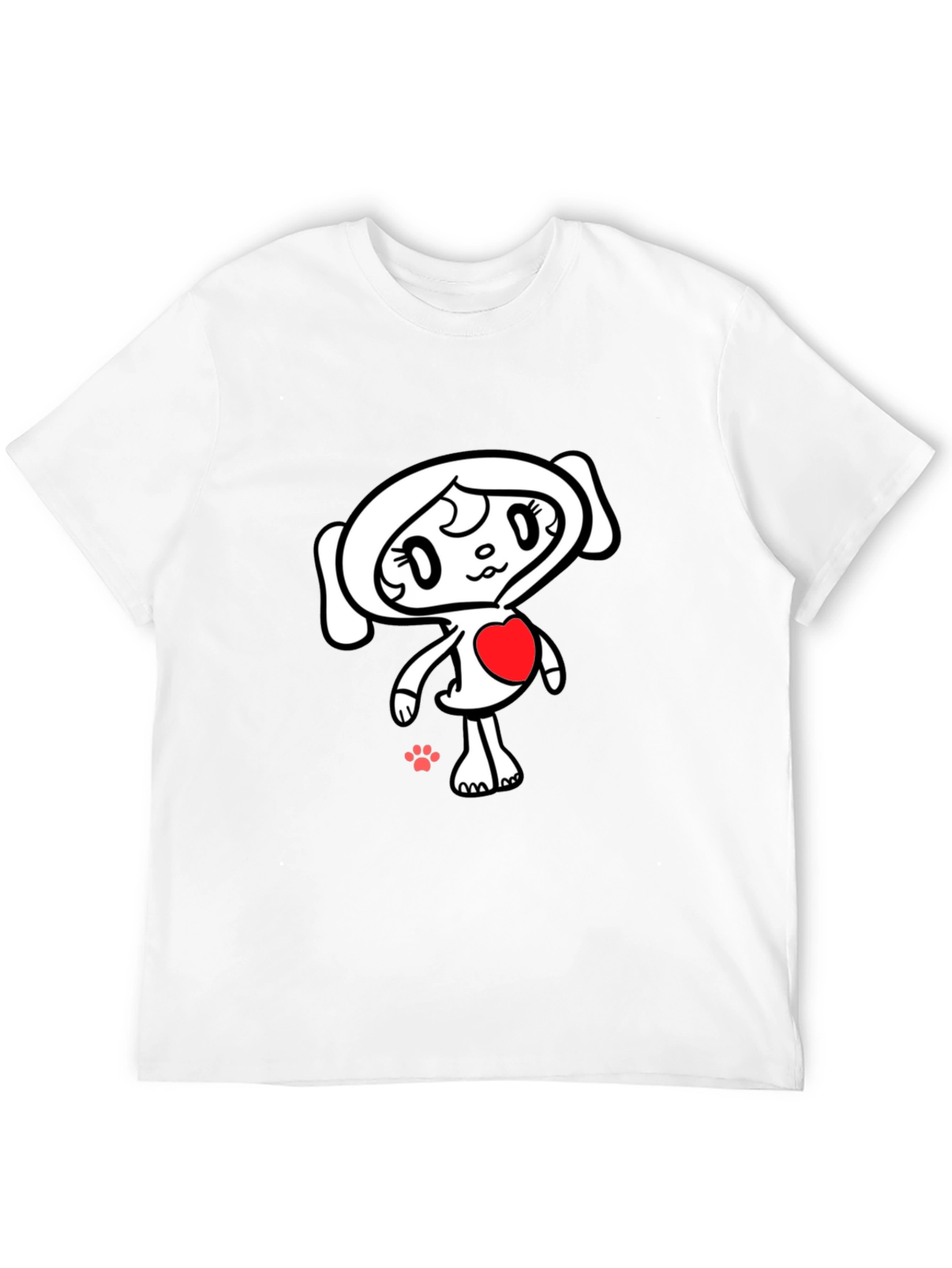 Black T-Shirt with Cute Heart Character