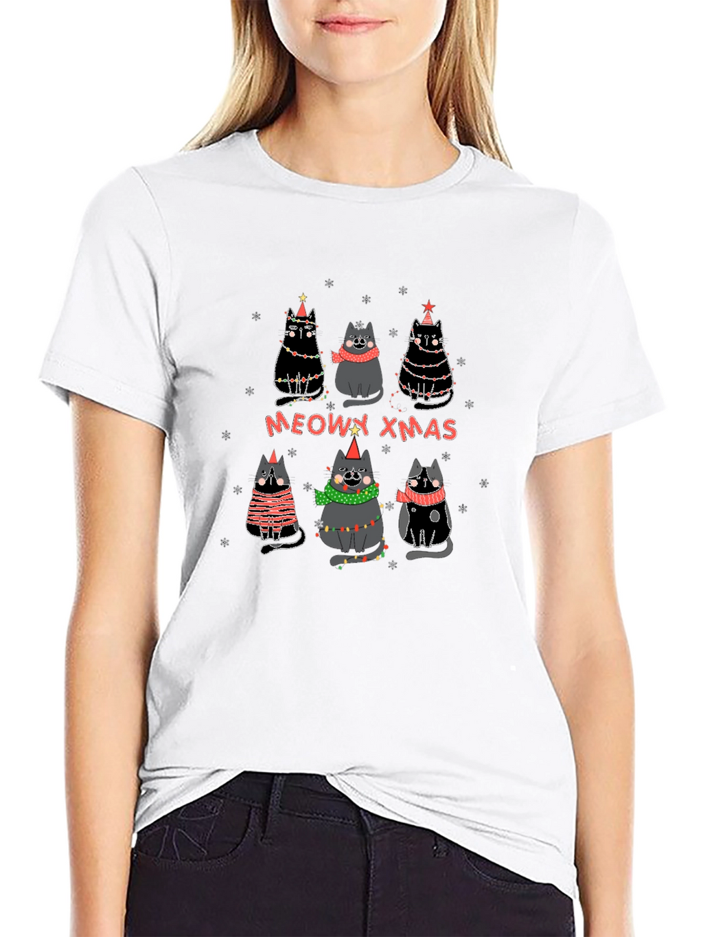 Meowy Xmas Cat T-Shirt - Holiday Gift