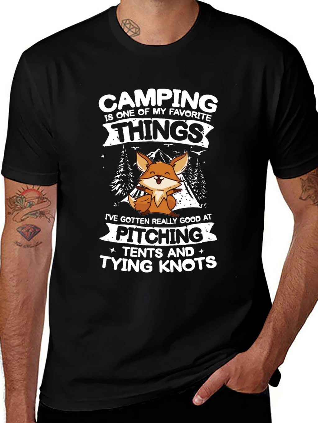 Camping Fox T-Shirt Pitching Tents & Tying Knots