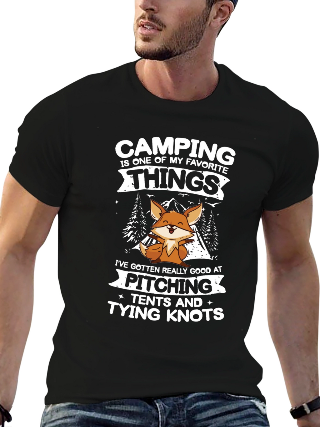 Camping Fox T-Shirt Pitching Tents & Tying Knots