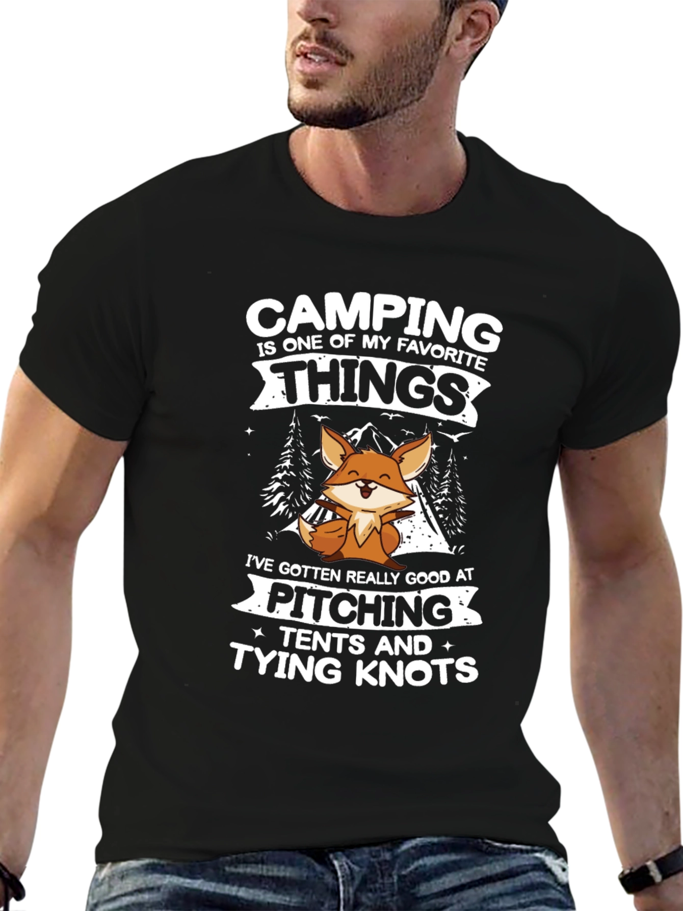 Camping Fox T-Shirt Pitching Tents & Tying Knots