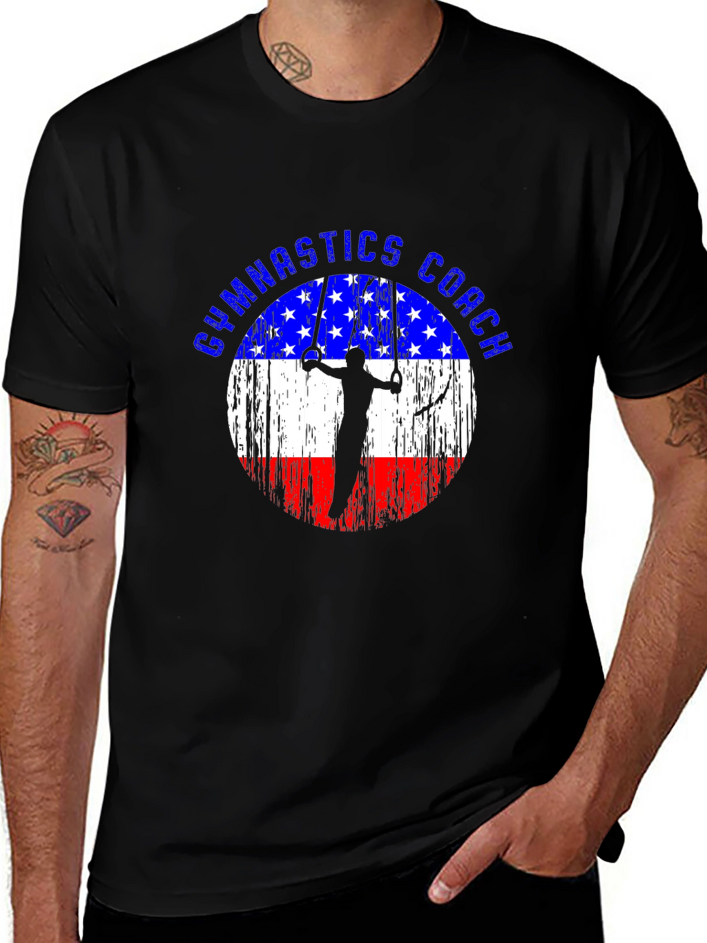 Gymnastics Coach USA Flag T-Shirt