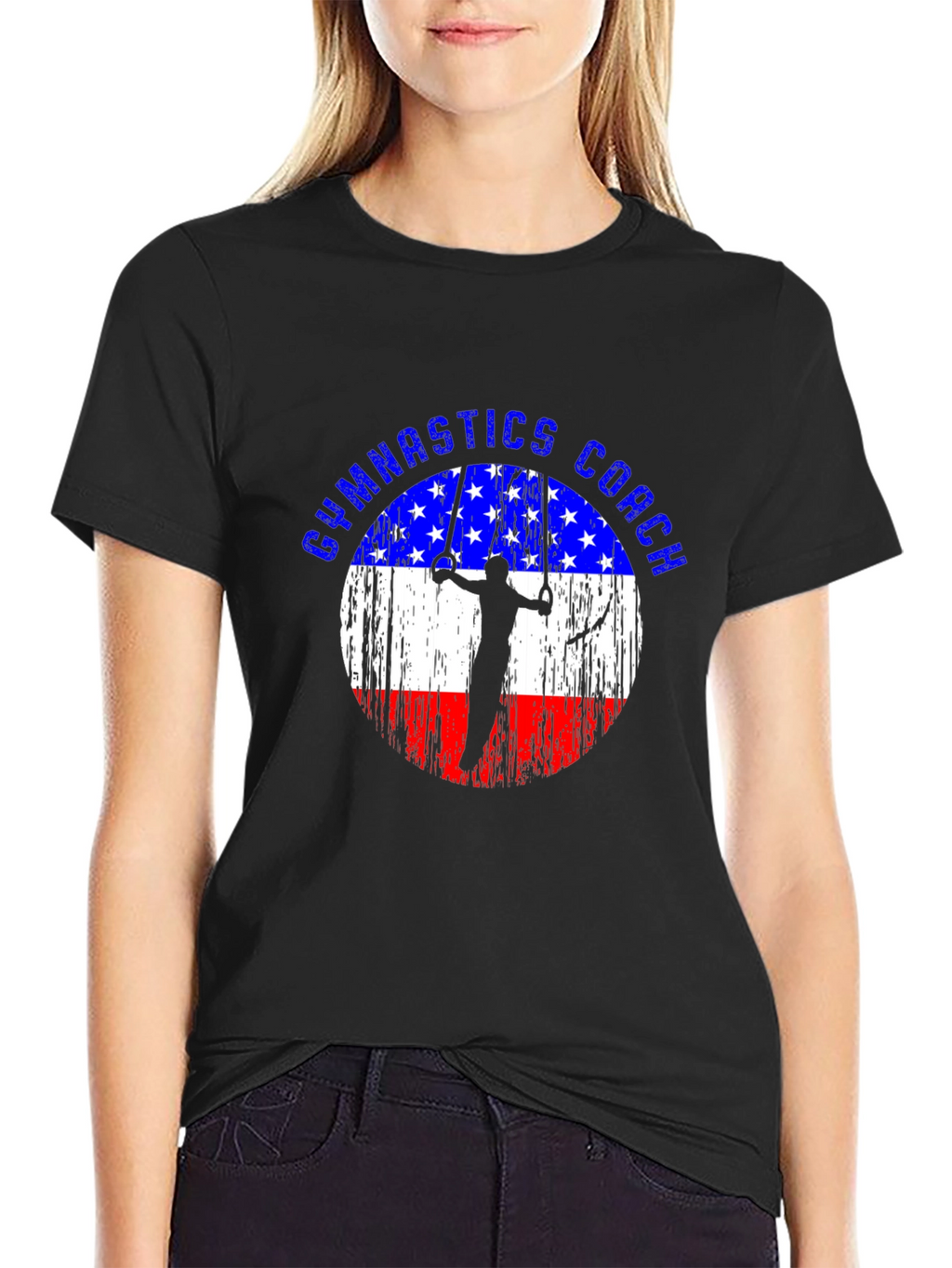 Gymnastics Coach USA Flag T-Shirt