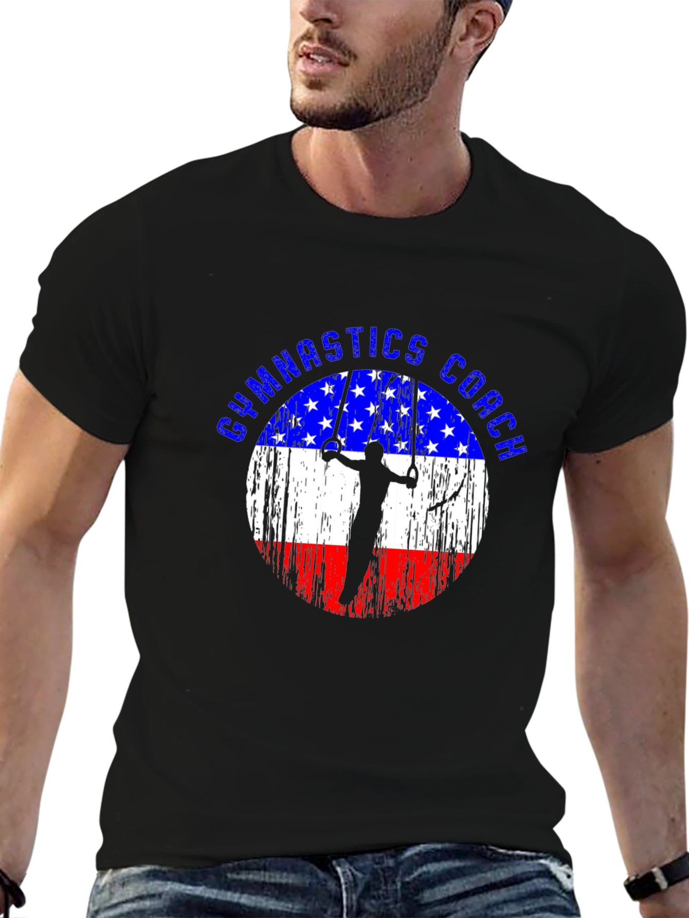 Gymnastics Coach USA Flag T-Shirt