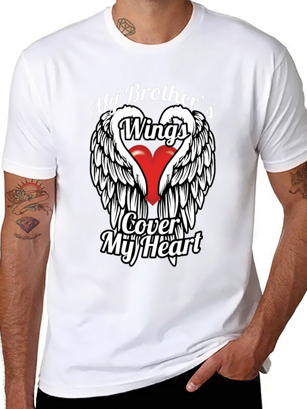 Brothers Wings Heart Graphic T-Shirt