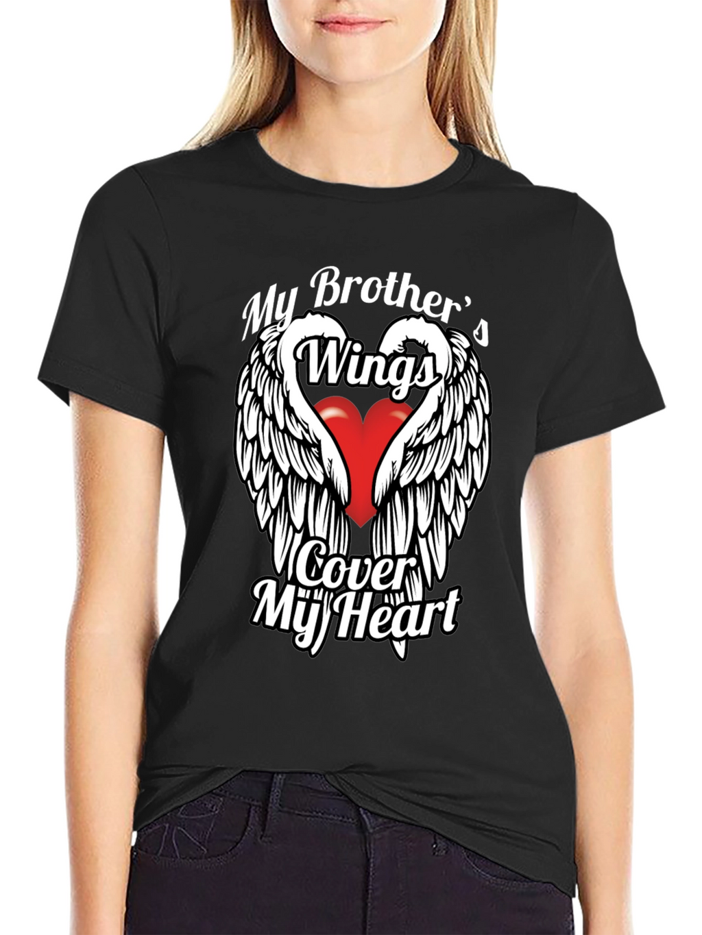 Brothers Wings Heart Graphic T-Shirt