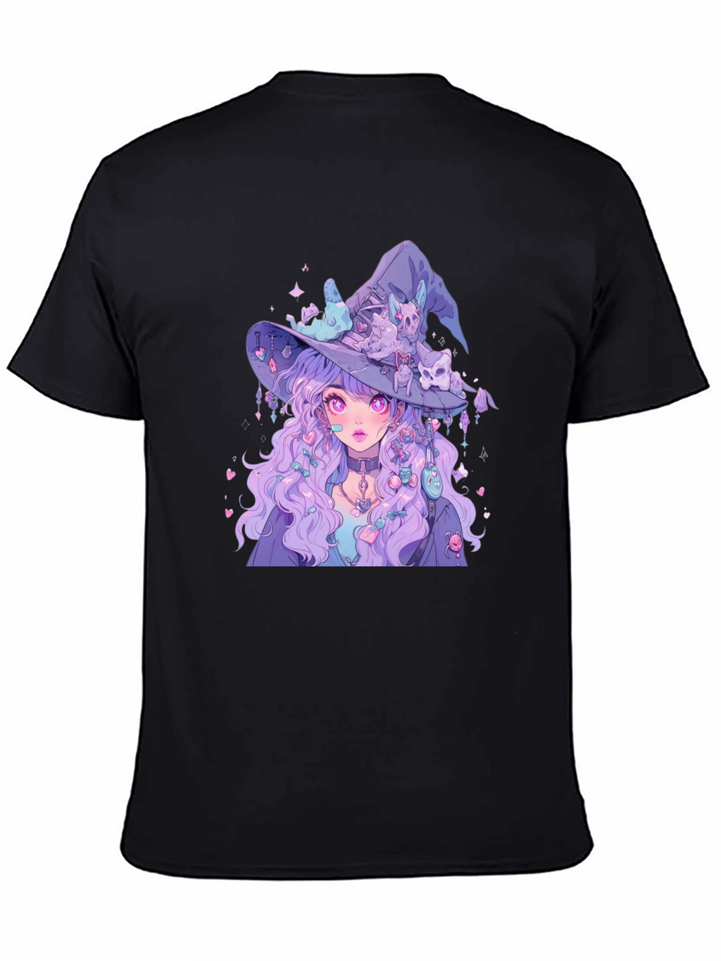 Anime Witch Graphic Tee - Black T-Shirt