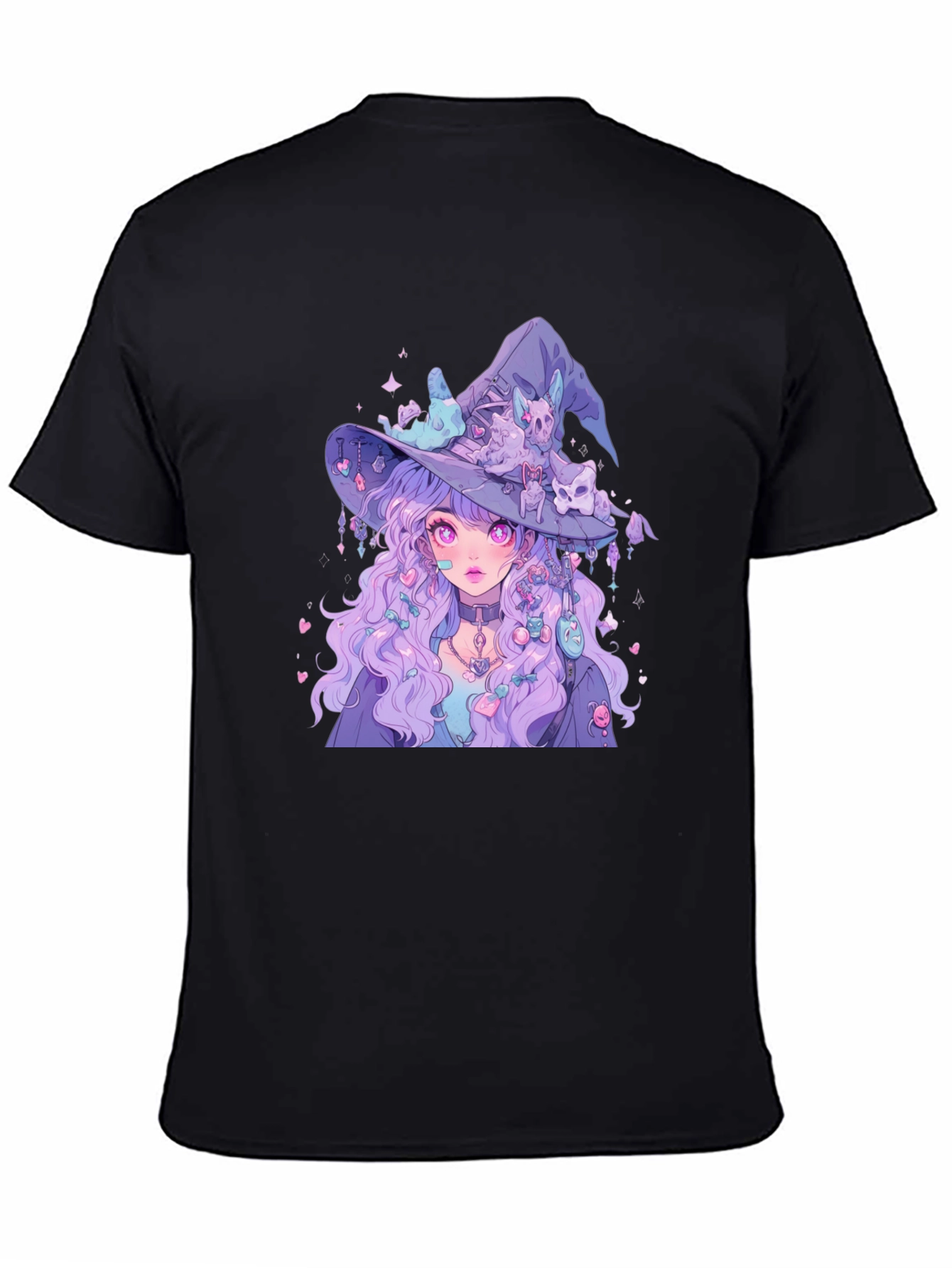 Anime Witch Graphic Tee - Black T-Shirt