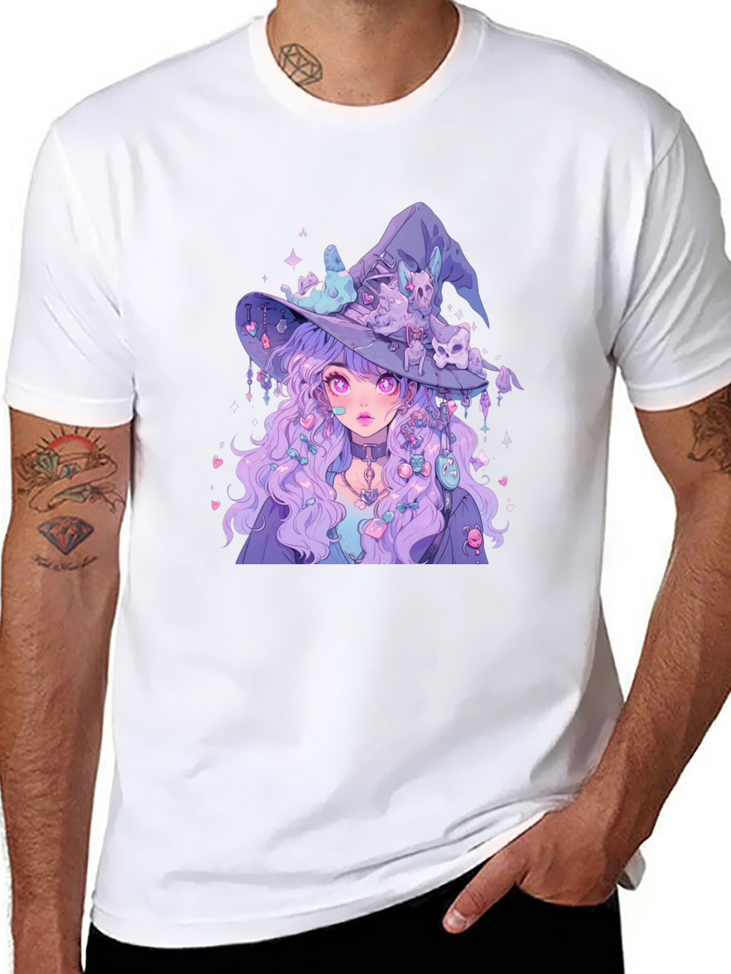 Anime Witch Graphic Tee - Black T-Shirt