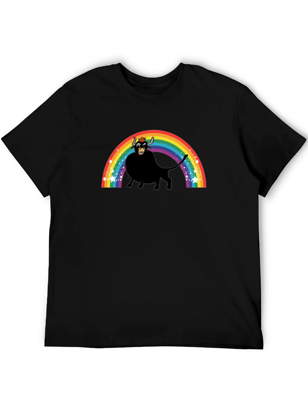 Rainbow Bull Graphic Tee - Black Unisex T-Shirt