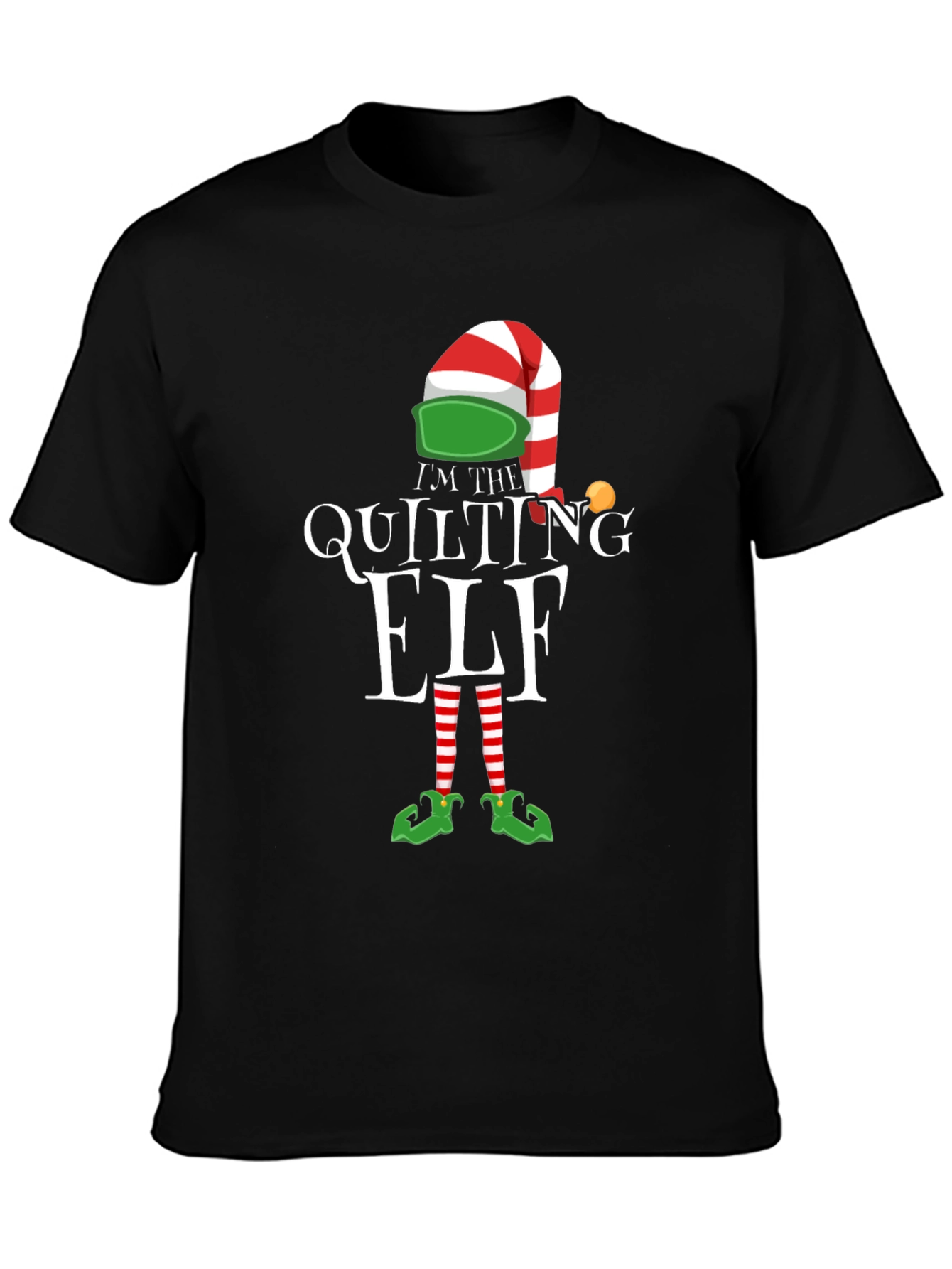 Quilting Elf Graphic T-Shirt: Holiday Humor Apparel